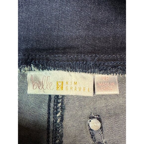 Belle By Kim Gravel  womens 2P Dark Wash Denim Pants With Embellished Cuff - Picture 3 of 13